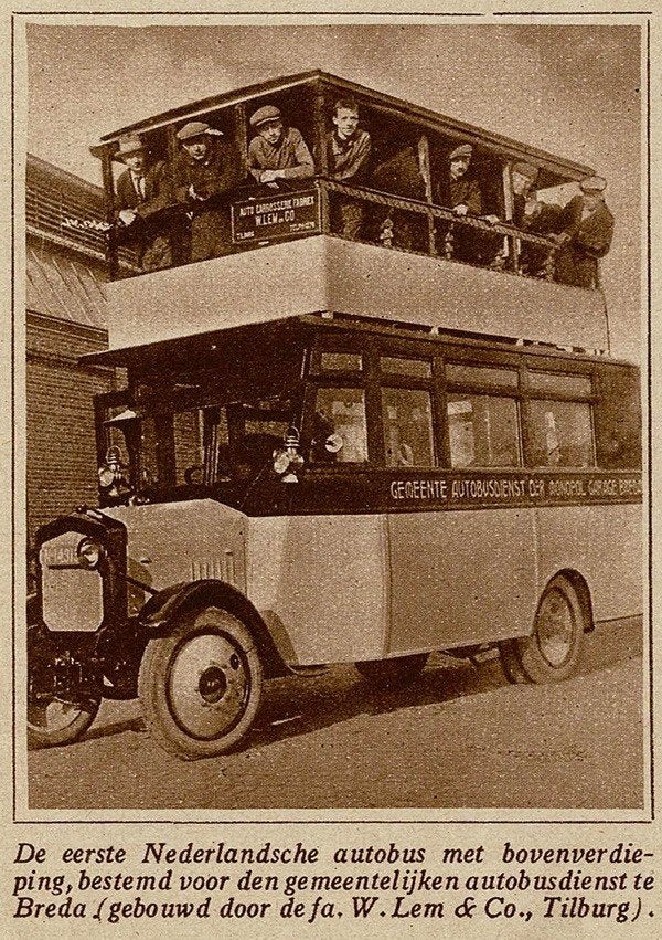 Autobusdienst Breda tweedekker – W. Lem & Co. Tilburg - 1925, Verzenden, 1920 tot 1940, Noord-Brabant