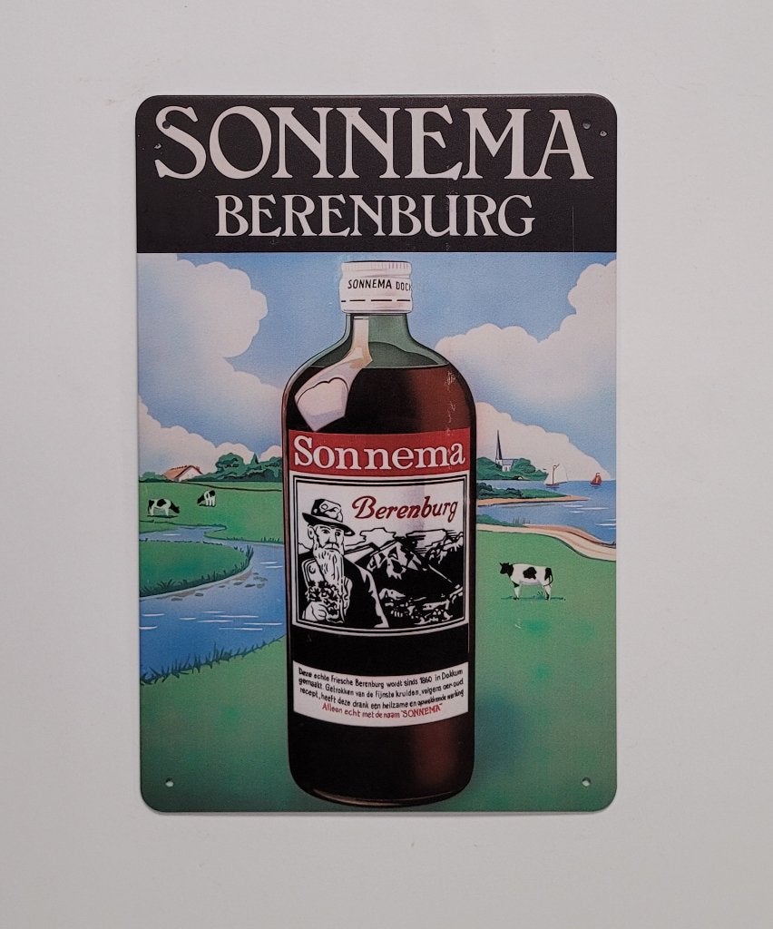 Sonnema berenburg fles reclamebord van metaal wandbord deco, Reclamebord, Info@deconoord.nl, Deco Noord, Nieuw