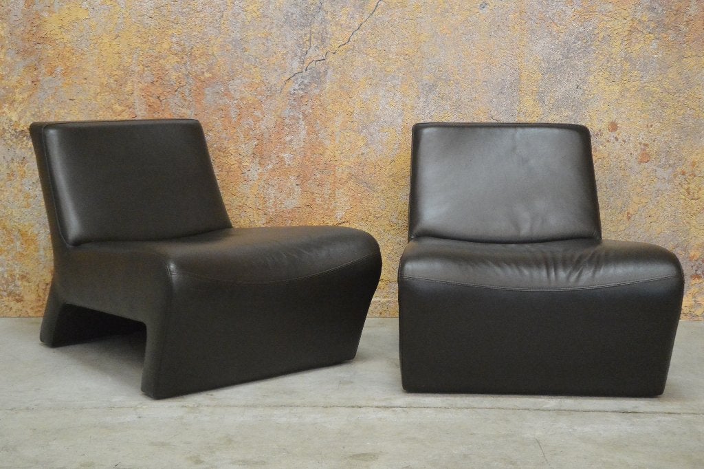 ZGANieuw 2 bruine leren design fauteuils van Machalke, 75 tot 100 cm, Ophalen of Verzenden, Zo goed als nieuw, Machalke
