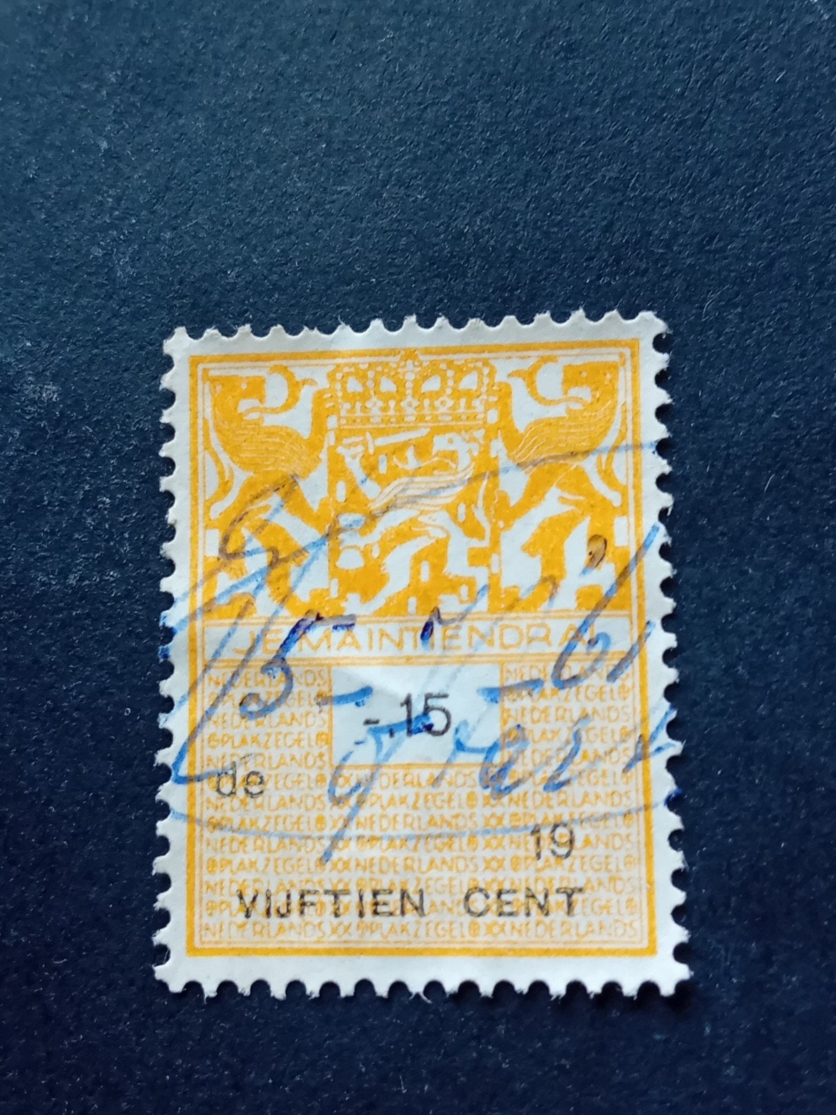 Nederlandse postzegel 'NEDERLANDS PLAKZEGEL' 15 cent, Postzegels en Munten, Ophalen of Verzenden, T/m 1940, Gestempeld