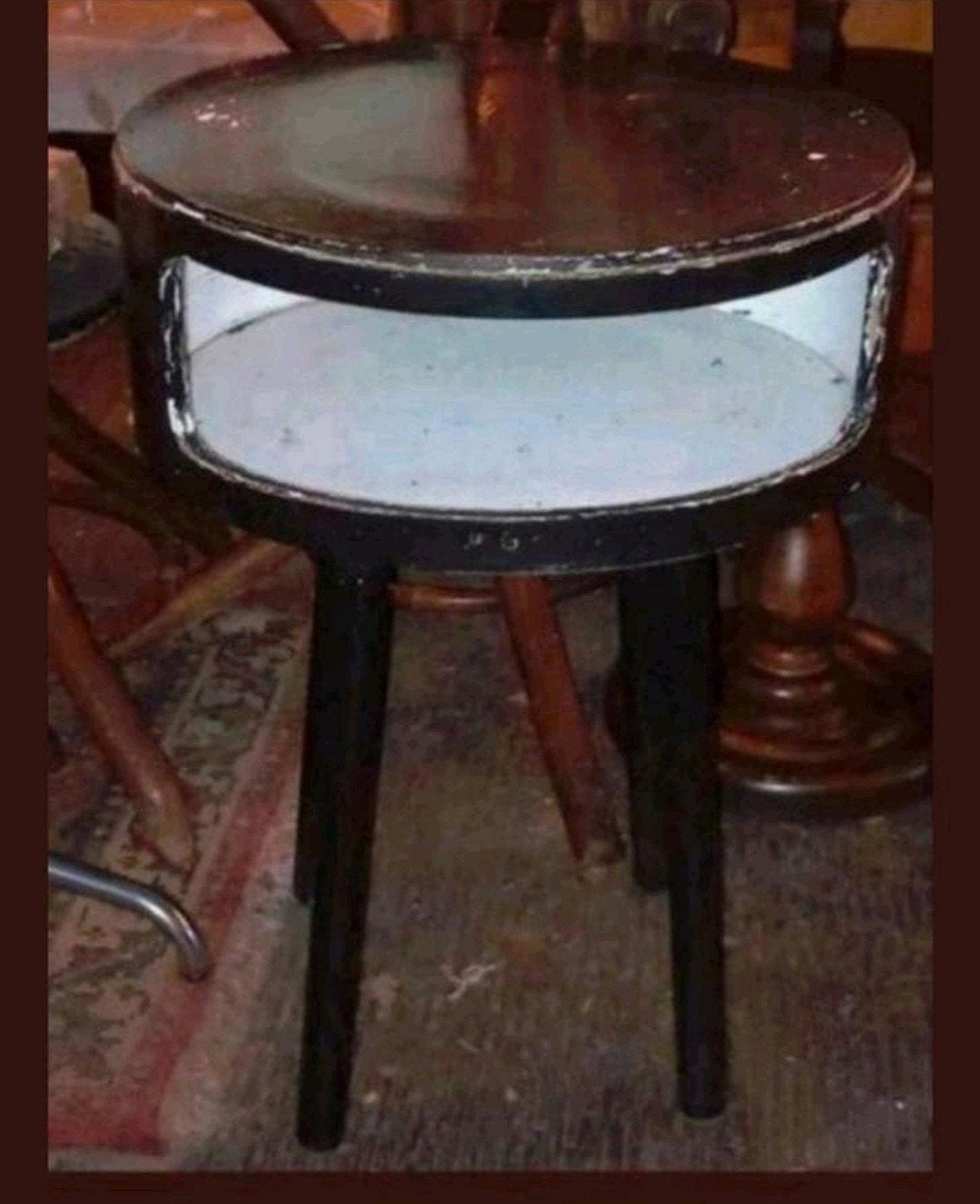 Zwart Bijzettafeltje met Opbergruimte, Antiek en Kunst, Ophalen of Verzenden