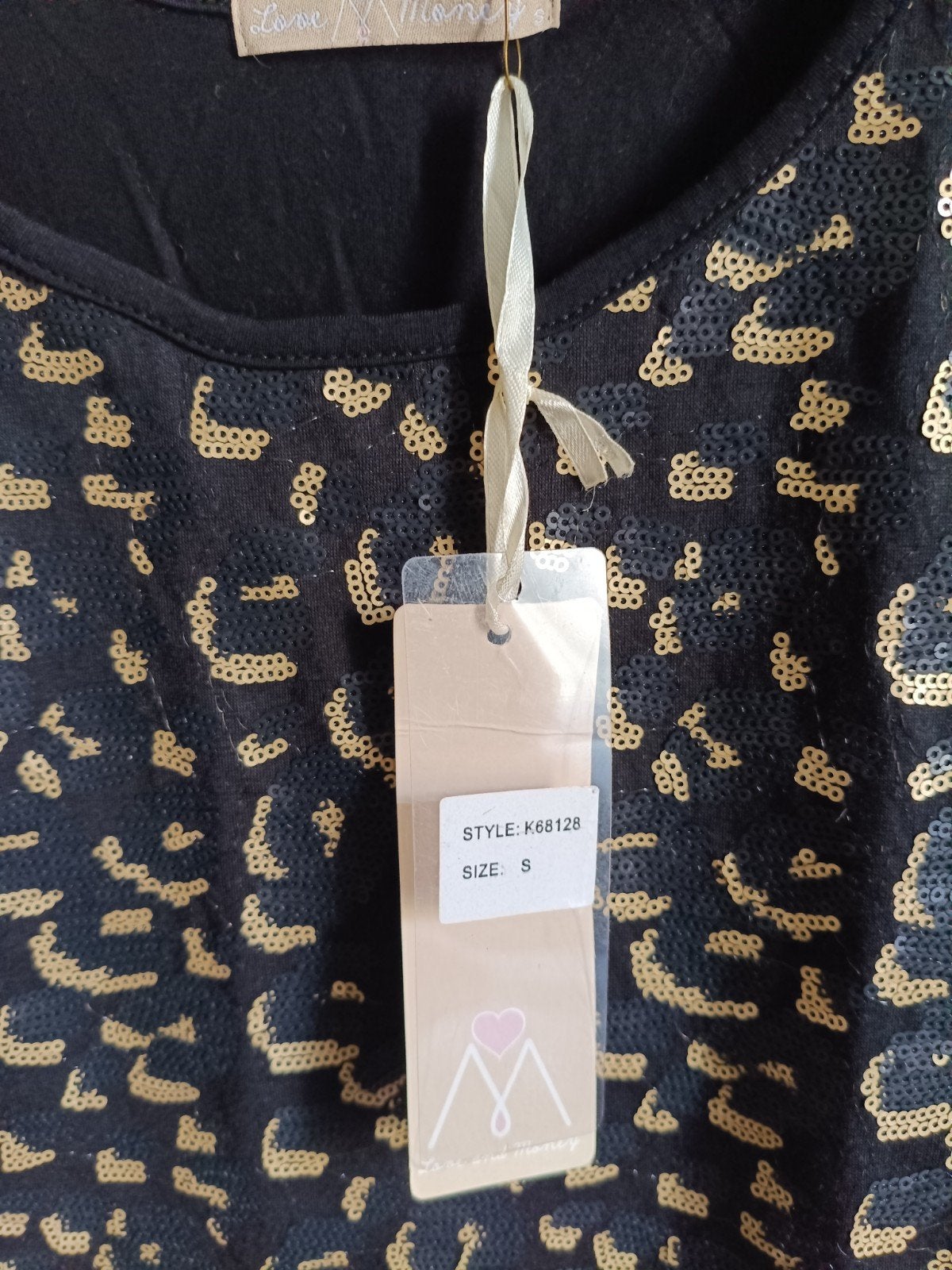 Zwarte top met gouden pailletten, maat S, Zwart, Nieuw, Love Maman, Ophalen of Verzenden