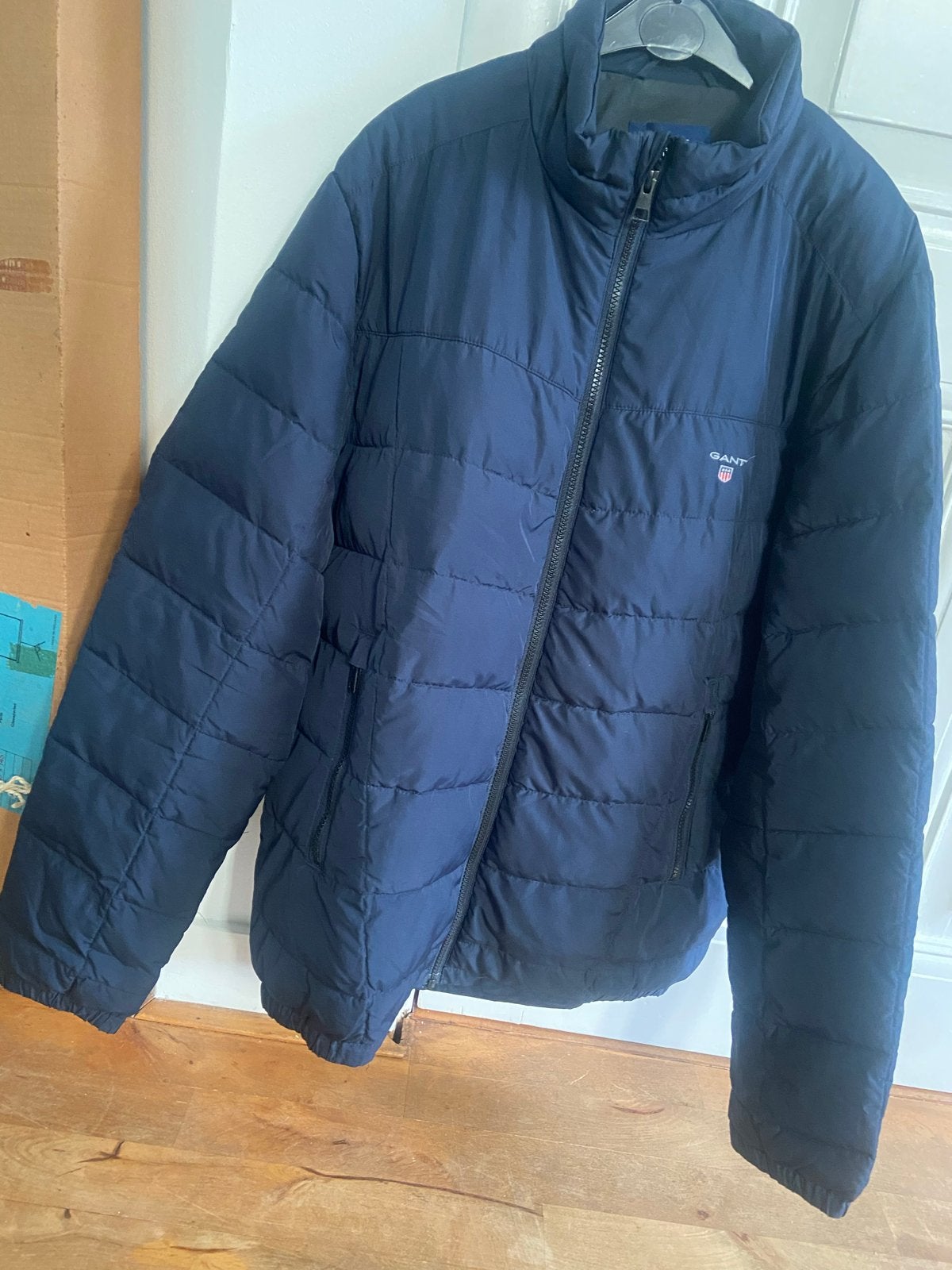 GANT gewatteerde jas - Maat L - Donkerblauw, Ophalen of Verzenden, Zo goed als nieuw, Maat 52/54 (L), Blauw