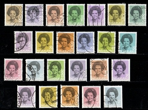 Nederland nr. 1237-1252 Koningin Beatrix in zwart gestempeld, Postzegels en Munten, Ophalen of Verzenden, Na 1940, Gestempeld
