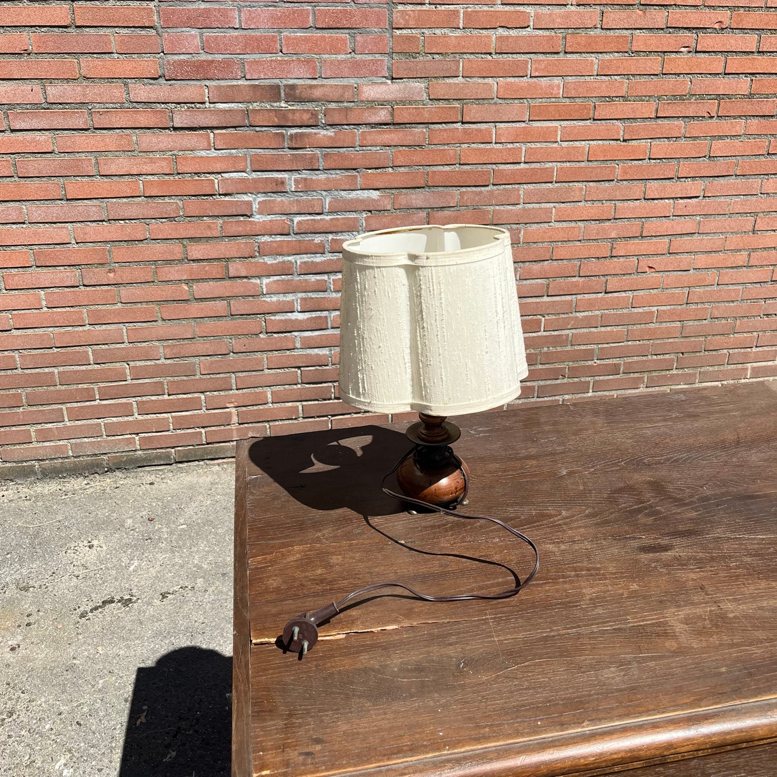 Vintage tafellamp met stoffen kap, Ophalen of Verzenden