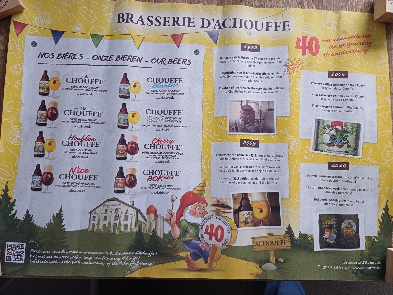 Placemat Brasserie d'Achouffe 40 jaar jubileum, Verzamelen, Biermerken, Ophalen of Verzenden, Nieuw, Overige typen, Overige merken