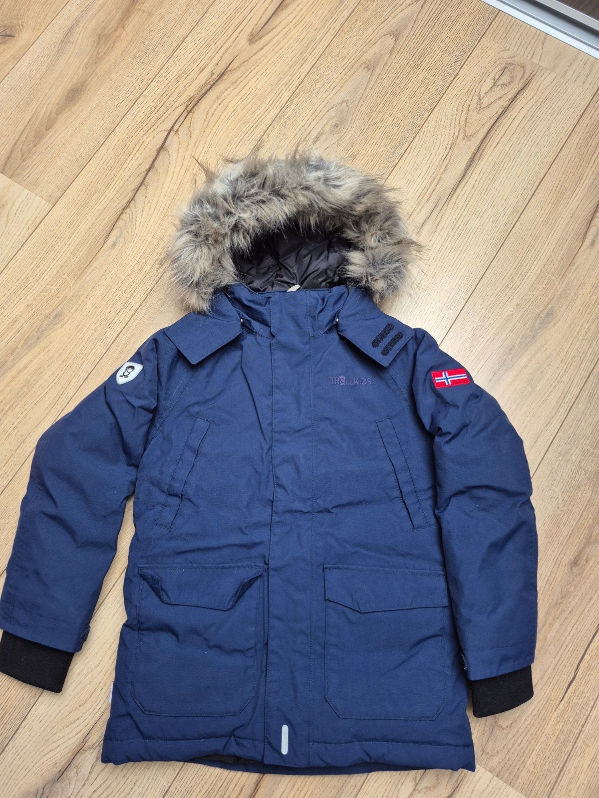Trollkids Donsmantel  Parka "Spitsbergen" Donkerblauw, Gebruikt, Trollkids, Ophalen of Verzenden, Jongen