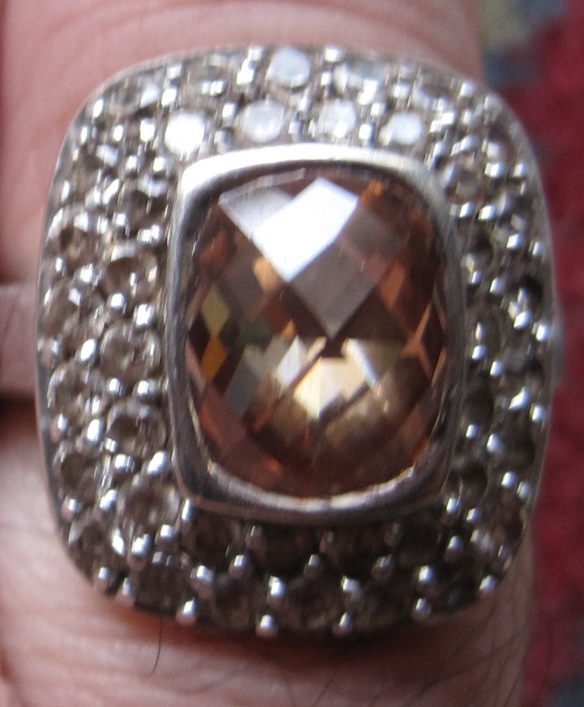 Zirkoon 7krt natuurlijk mooie oranje kleur design ring, Ophalen, Geel, Zo goed als nieuw, 17 tot 18
