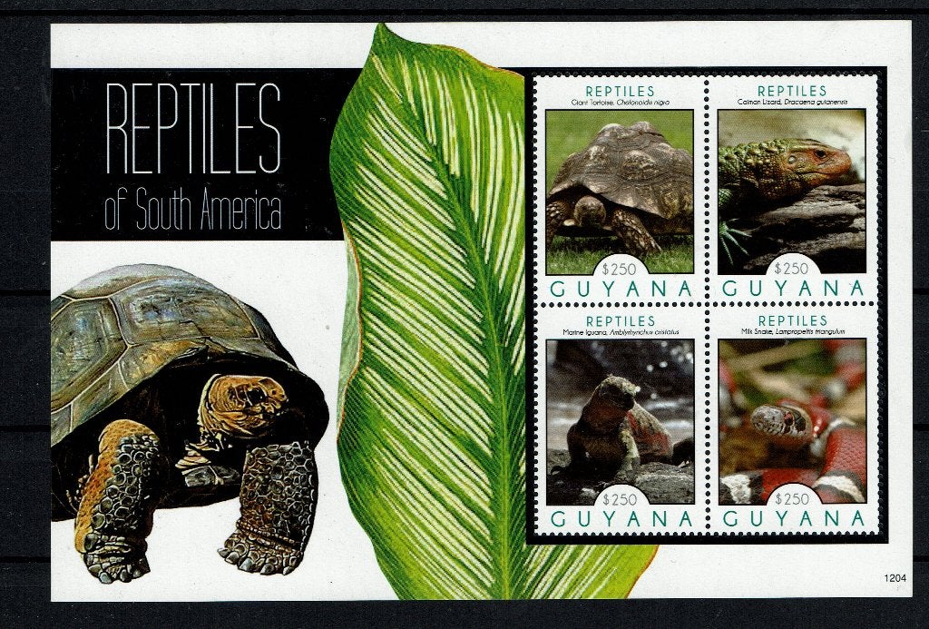 GUYANA  PF BLOK REPTIELEN HAGEDISSEN SLANGEN SCHILDPADDEN, Ophalen of Verzenden, Postfris, Dier of Natuur
