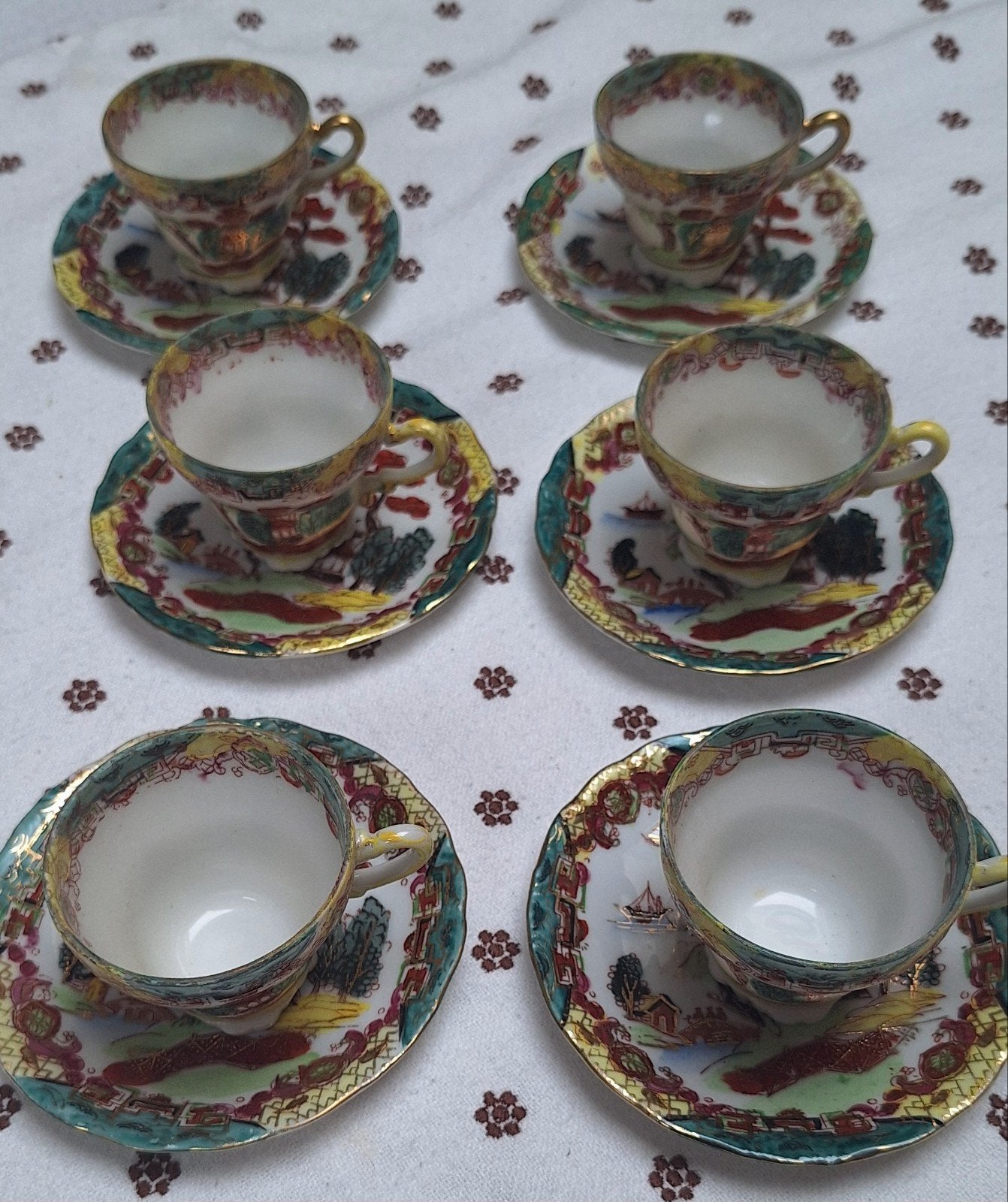Chinees theeservies 12-delig (6 kopjes en schotels), Antiek en Kunst, Ophalen
