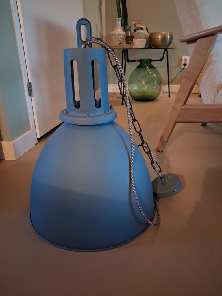 Industriële lamp. Petrol 40cm doorsnede 57cm hoog., Ophalen, Minder dan 50 cm