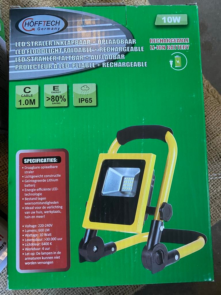 HÖFFTECH LED Straler Inklapbaar Oplaadbaar 10W, Minder dan 50 watt, Onbekend, Ophalen of Verzenden, Lamp met armatuur