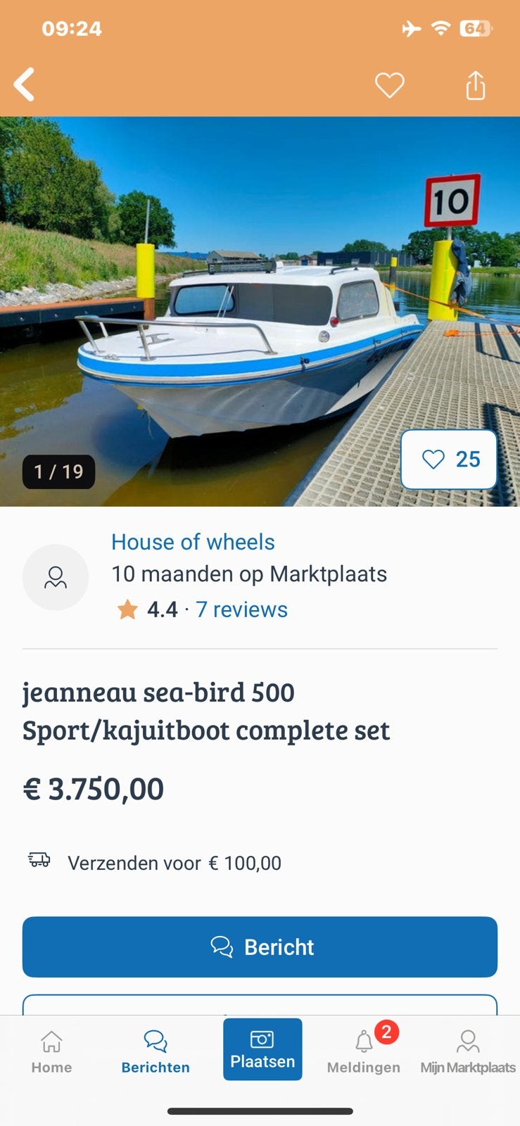 Speedboot jeanneau seabird 500 Custom Classic 28PK elektri, Watersport en Boten, Overige merken, Viertaktmotor, 5 m, Ophalen of Verzenden