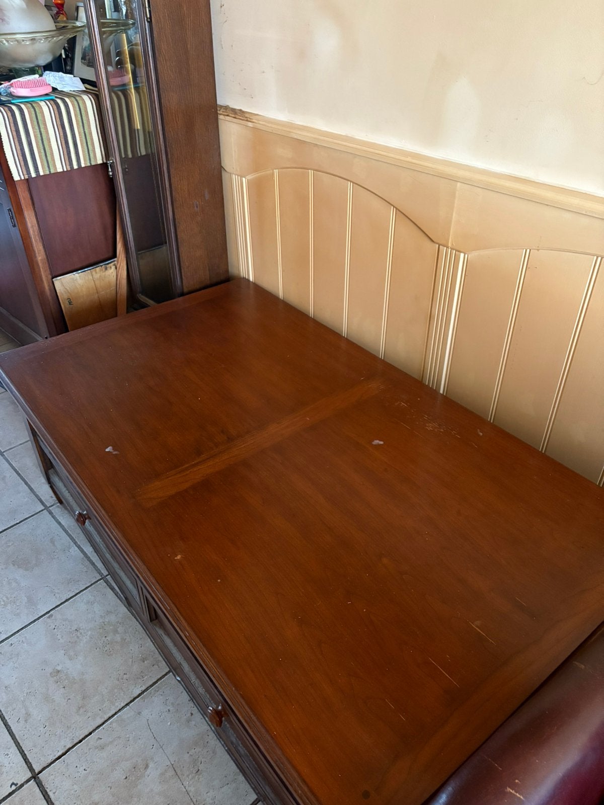 Kersenhouten salontafel met opbergruimte t.e.a.b., Ophalen, Gebruikt, 100 tot 150 cm, 50 tot 100 cm