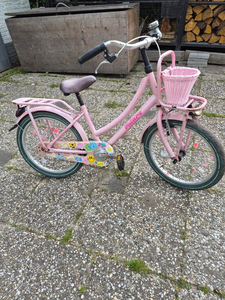 Moet weg!  Roze Volare kinderfiets met mandje - 20 inch, Fietsen en Brommers, Ophalen, Terugtraprem, Gebruikt, Volare