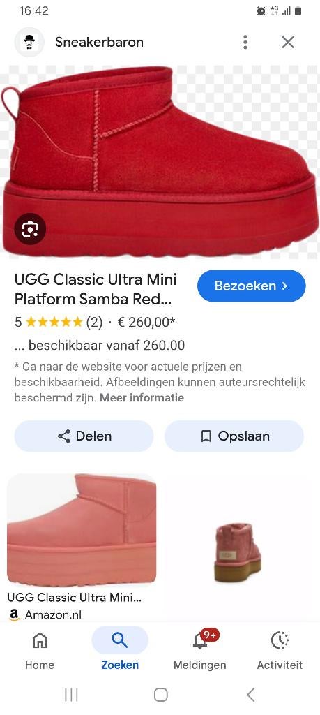 Uggs mini platform ultra red, Kleding | Dames, Schoenen, Nieuw, Ophalen of Verzenden, Pantoffels of Sloffen, Rood