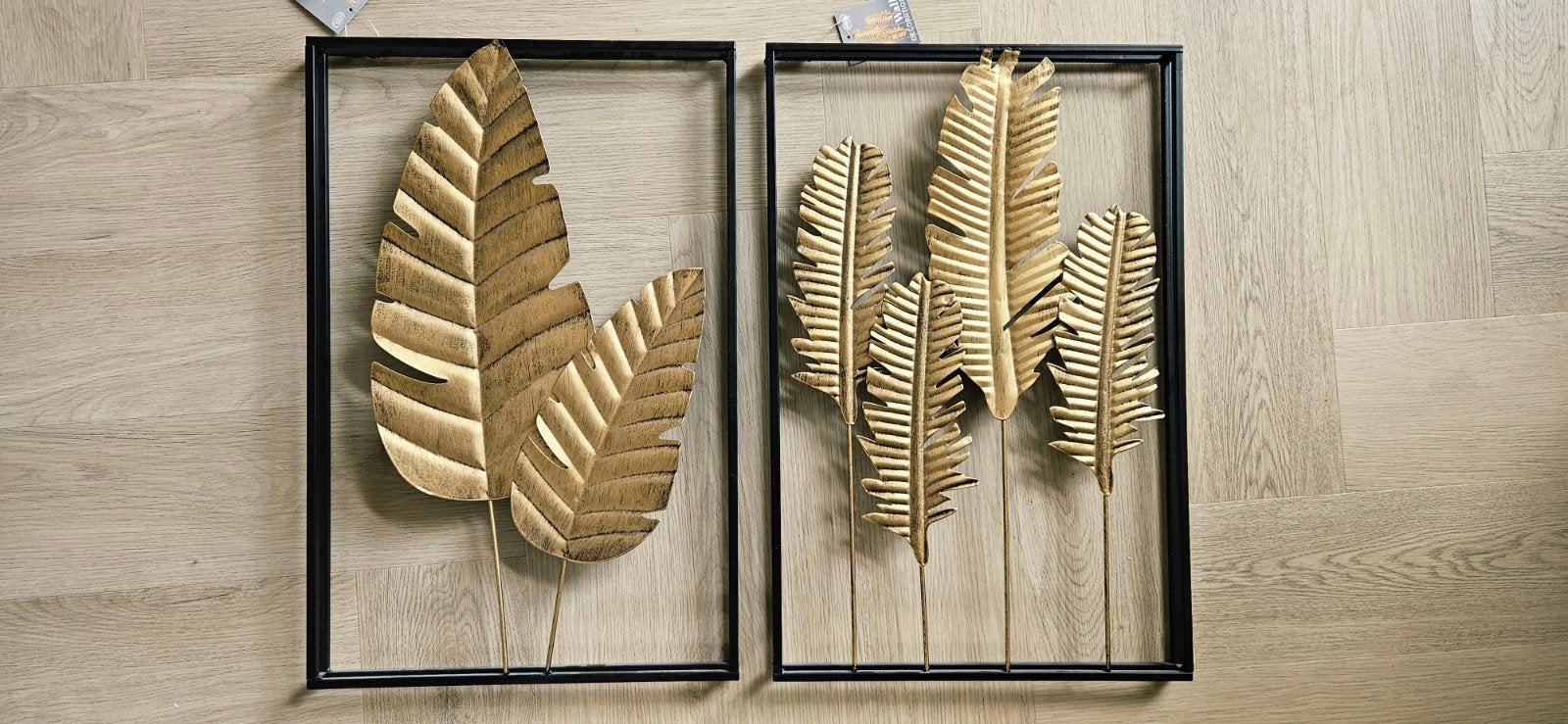 Set van 2 Gouden Bladeren Wanddecoratie Metaal, Huis en Inrichting, Woonaccessoires | Wanddecoraties, Nieuw, Wandsculptuur, Modern