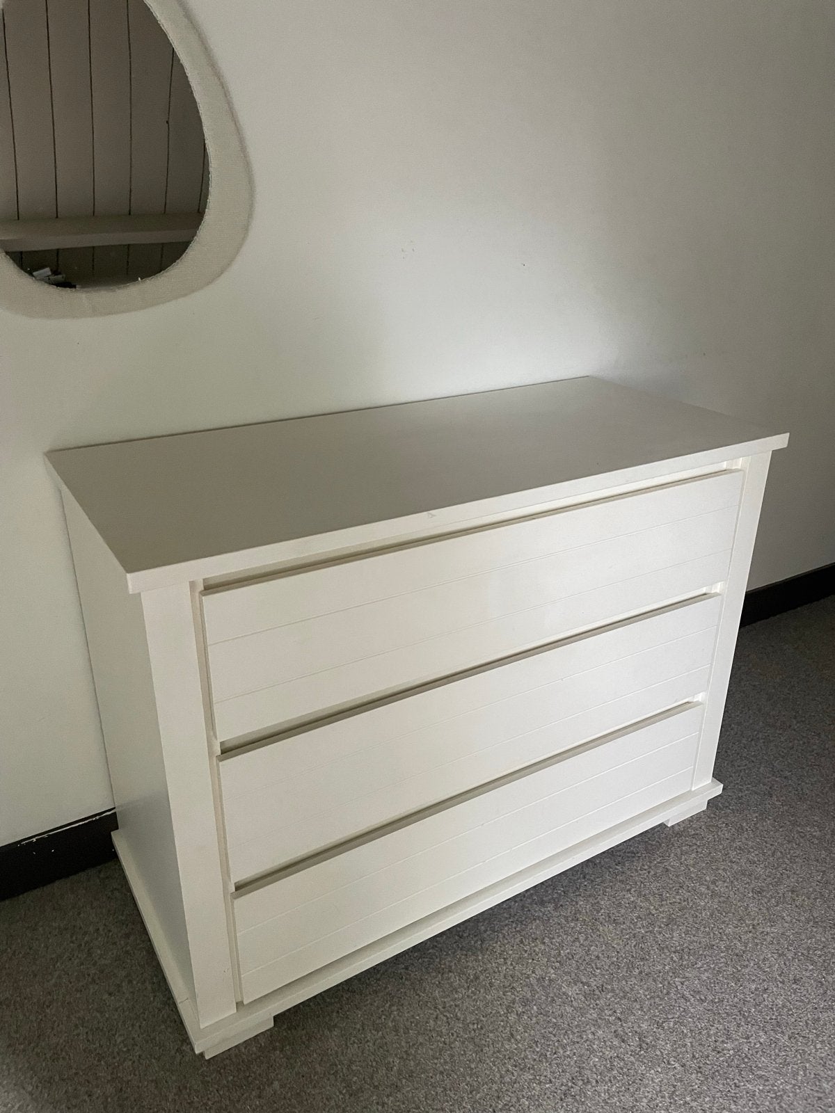 Witte commode / ladekast met 3 laden, Gebruikt, 3 of 4 laden, Minder dan 100 cm, 25 tot 50 cm