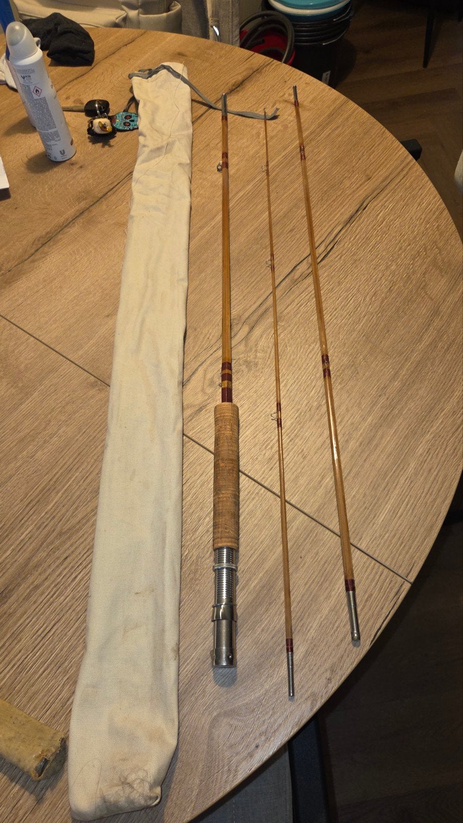 2x splitcane Vliegvishengels vintage in nieuwstaat, Watersport en Boten, Ophalen, Zo goed als nieuw, Overige typen