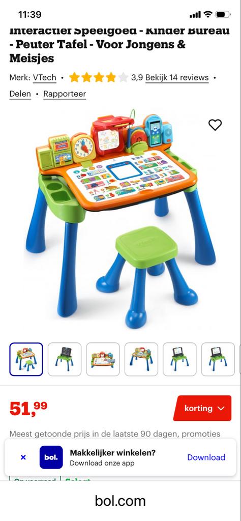 VTech Interactieve Speeltafel Peuter/Kleuter (zonder stoeltj, Ophalen of Verzenden, Gebruikt, 2 tot 4 jaar