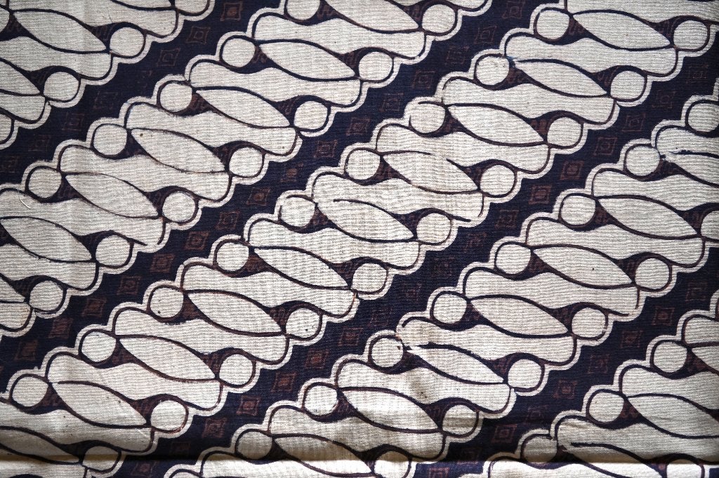 Batik Parang Motief Donkerblauw Bruin Beige (102 x 233 cm), Beige, Ophalen of Verzenden, 30 tot 120 cm, Katoen