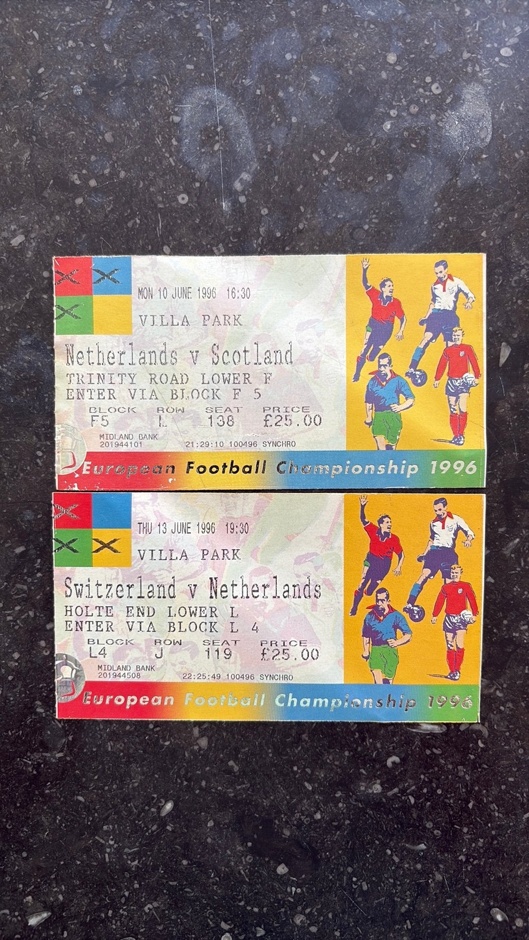 Twee kaartjes EK 96, Ophalen of Verzenden, Zo goed als nieuw, Buitenlandse clubs, Poster, Plaatje of Sticker