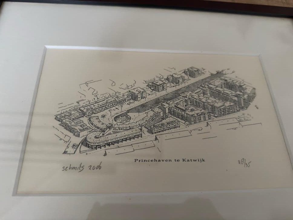Gedetailleerde afdruk 'Princehaven te Katwijk' - Schmit, Antiek en Kunst, Ophalen of Verzenden