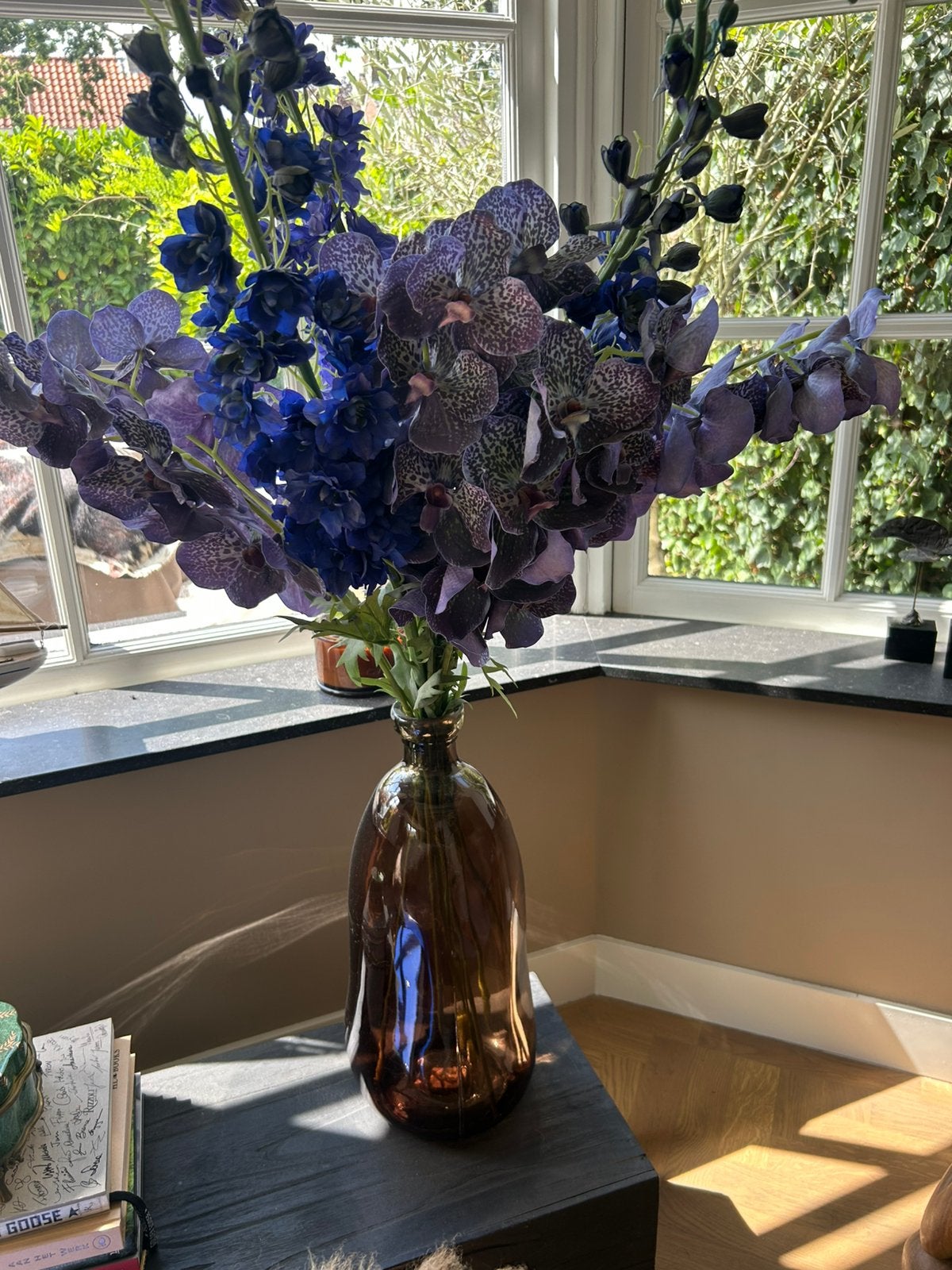 Zijde bloemen blauw/paars, Ophalen of Verzenden, Zo goed als nieuw