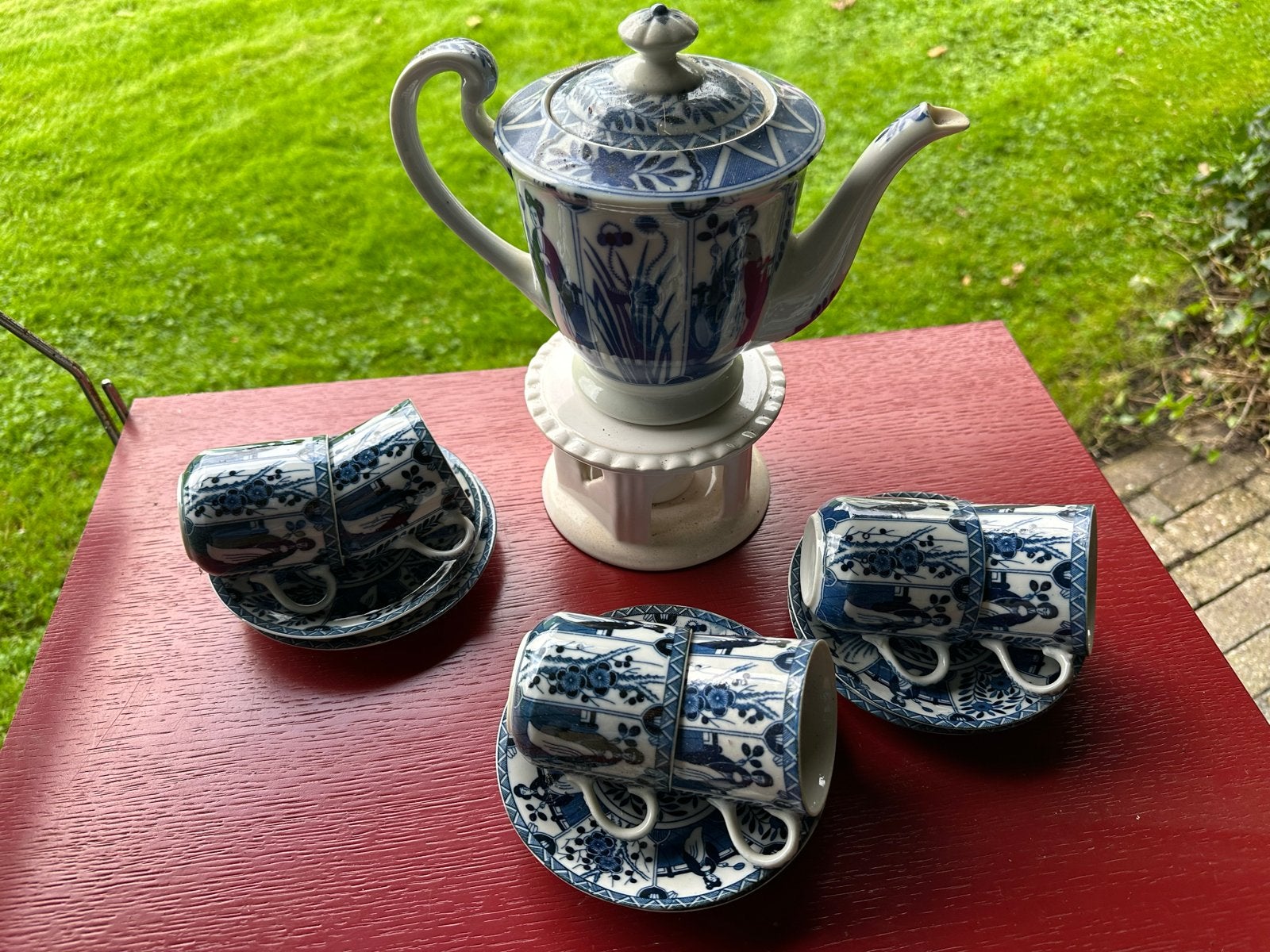 Antieke Chinese theeset met theepot en kopjes, Antiek en Kunst, Ophalen of Verzenden