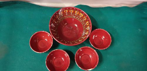 Schalenset 5-delig aardewerk rood, Huis en Inrichting, Keuken | Servies, Ophalen of Verzenden, 'T Olde Gre-j, Info@toldegrej.nl