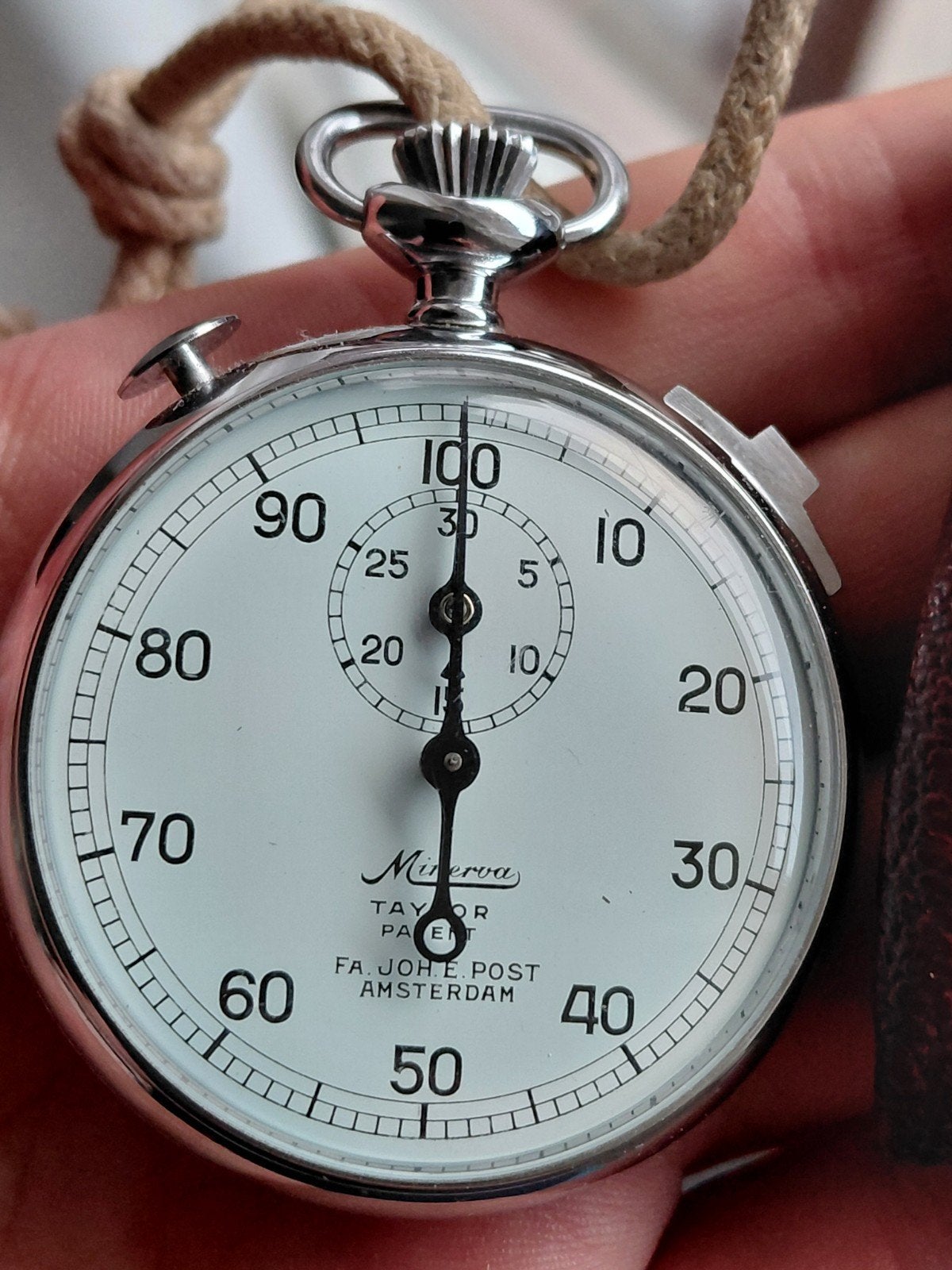 Vintage Minerva Stopwatch - Fa. Joh. E. Post Amsterdam, Overige merken, Zakhorloge, Staal, 1930 tot 1960