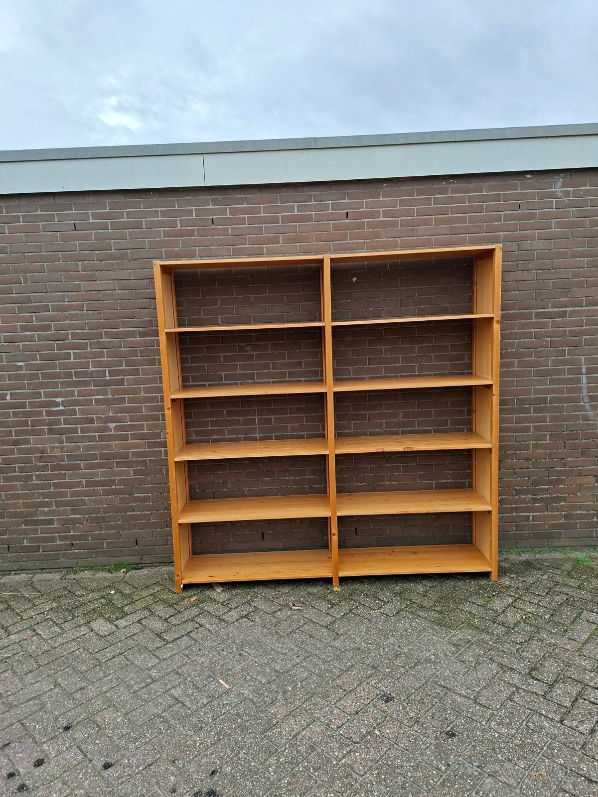 dubbele vintage lundia boekenkast/wandkast., Ophalen, Met plank(en), Gebruikt, 200 cm of meer