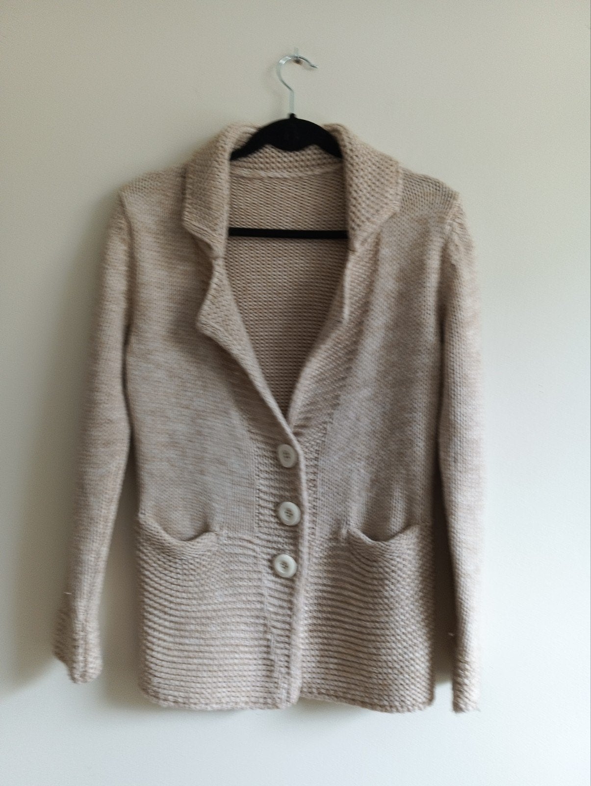 Chunky winterjas van wol en polyester, maat S/M, Maat 38/40 (M), Beige, Ophalen of Verzenden, Onbekend