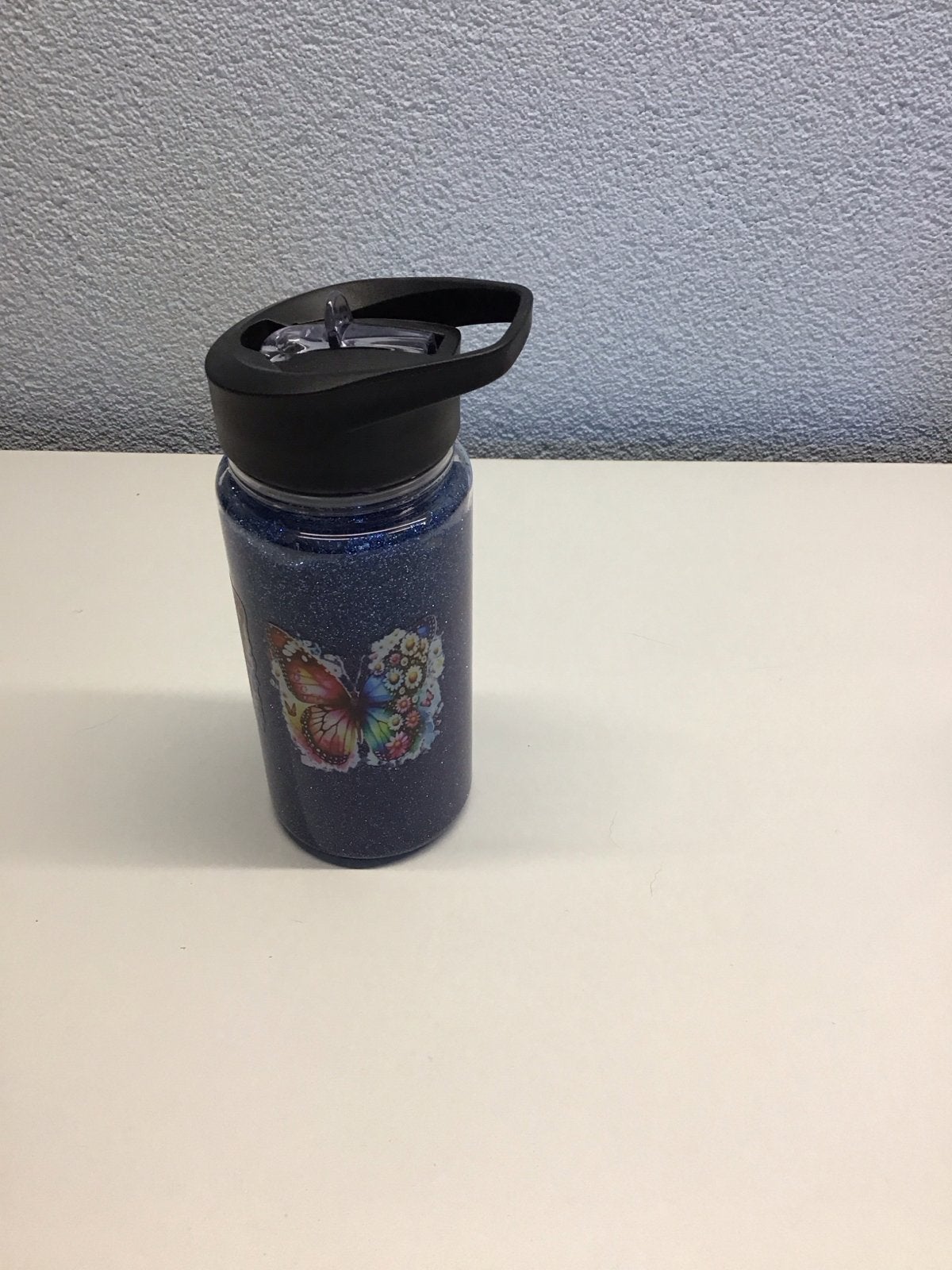 Glitter drinkfles met vlinderopdruk - Blauw, Ophalen of Verzenden, Nieuw