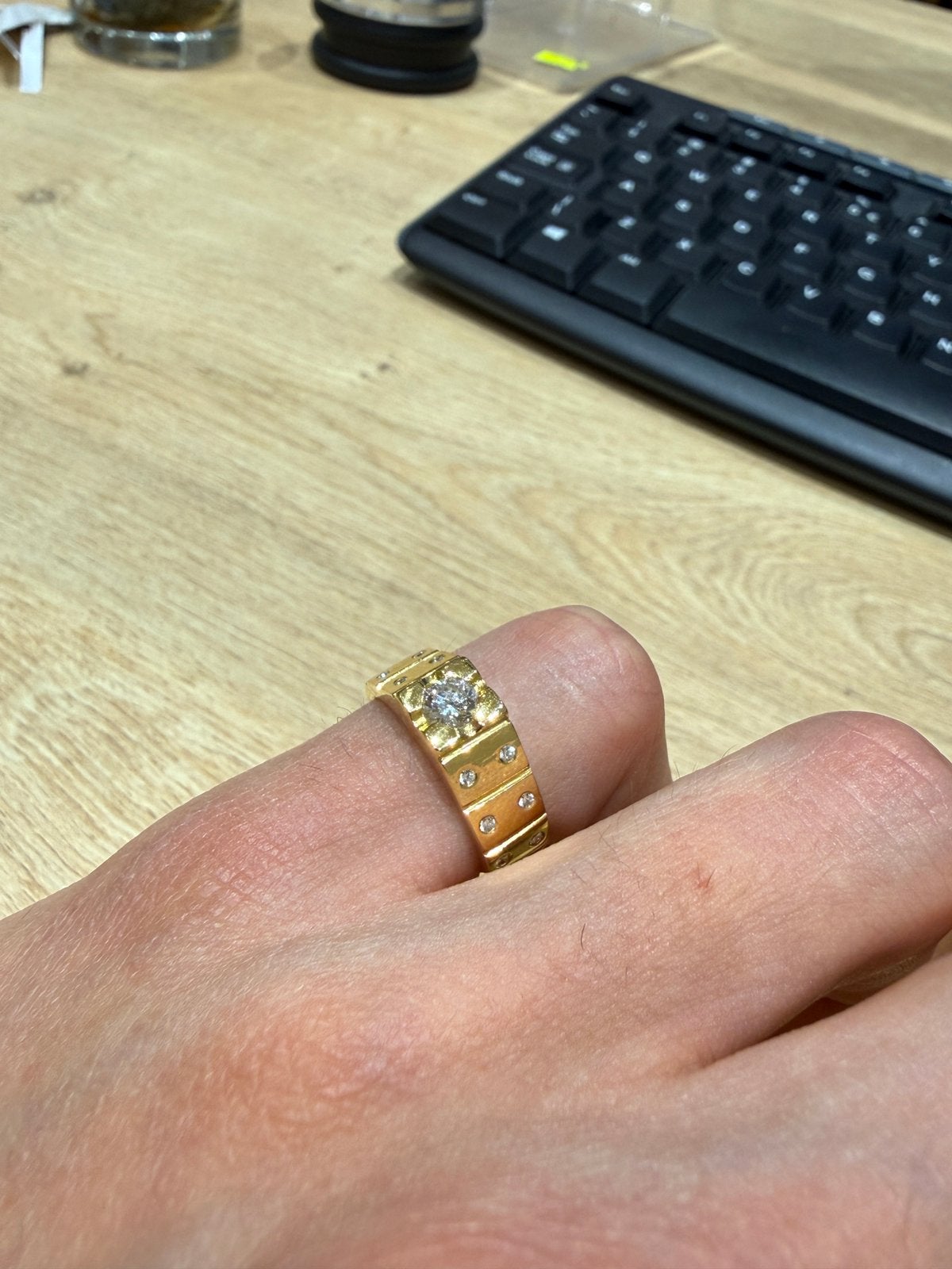 Diamant Ring For Man, Ophalen, Heer, Met edelsteen, Goud