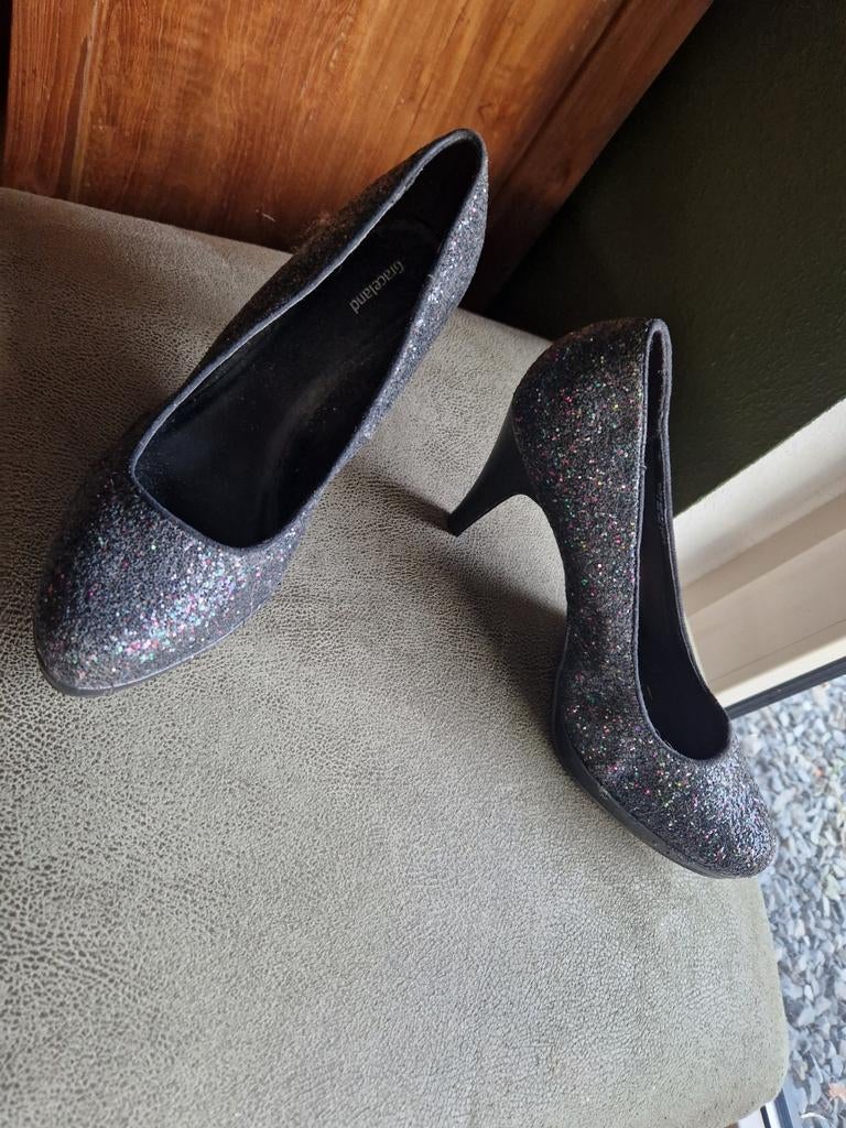 Glitter Pumps met Hoge Hak - Maat 41, Pumps, Zwart, Ophalen of Verzenden, Zo goed als nieuw