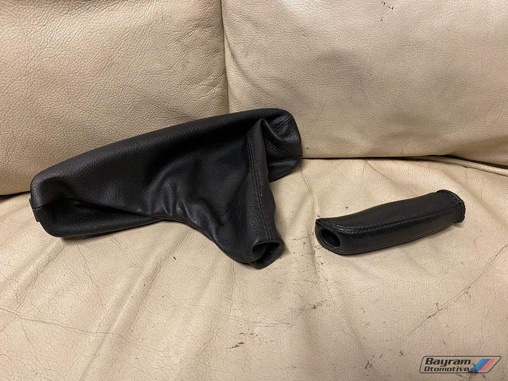 Bmw E46 handrempook leder M3 handremhoes oem 3-serie pook, Gebruikt, -, -, Ophalen of Verzenden