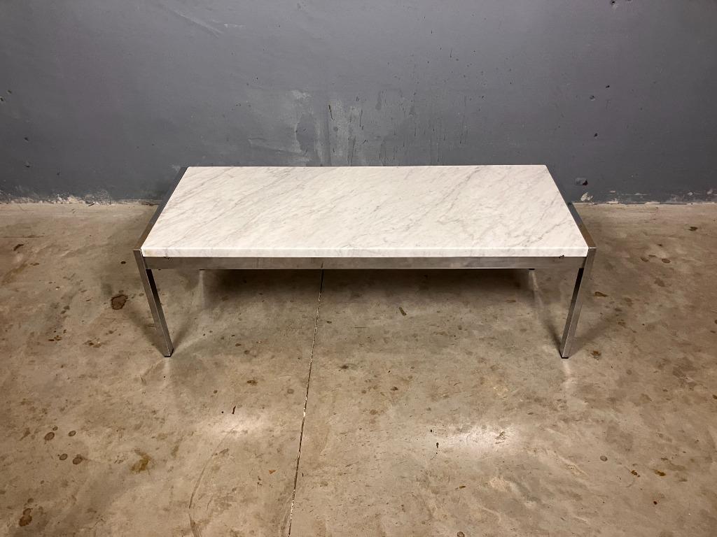 SuperSale: Marmer Salontafel Chroom  Kjearholm Hansen stijl, Gebruikt, 50 tot 100 cm, Rond, 50 tot 100 cm