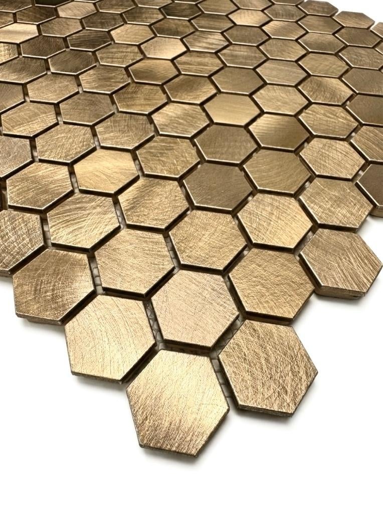 Mozaiek Reflections Hexagon Mozaïek Gold 23mm voorraad, Overige materialen, Wandtegels, Nieuw, Ophalen of Verzenden