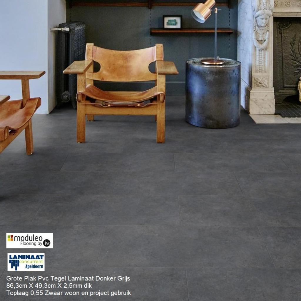 Moduleo Grote Plak Pvc Tegel Donker Grijs 86,3cm X 49,3cm, 75 m² of meer, Nieuw, Grijs, Ophalen of Verzenden