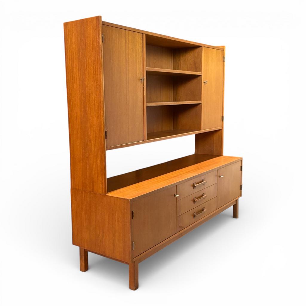 Teak fineer kast uit de jaren '60, Gebruikt, Met deur(en), 100 tot 150 cm, 150 tot 200 cm