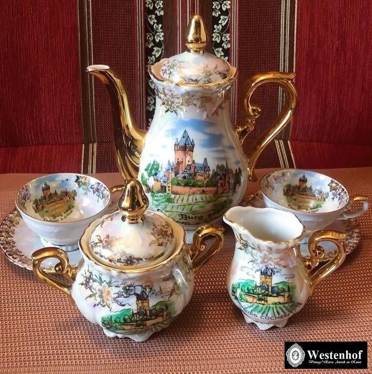Gemerkt oude mokka servies set koffie theeservies Bavaria, Ophalen of Verzenden