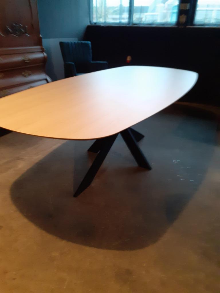 Eettafel deens ovaal eiken hpl hard kunstof.NIEUW., Ophalen, 100 tot 150 cm, Vijf personen of meer, Eikenhout
