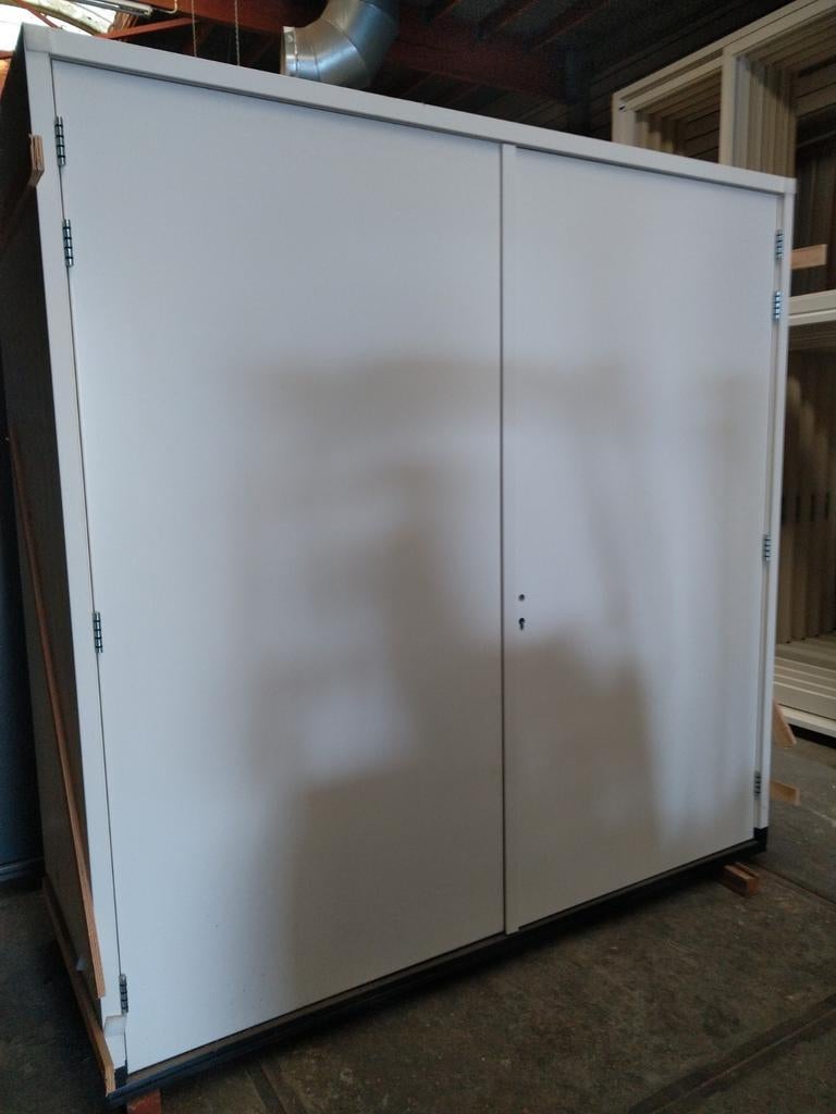 Hardhout kozijn met dubbele garage deuren, Ophalen, Hout, 120 cm of meer, 215 cm of meer