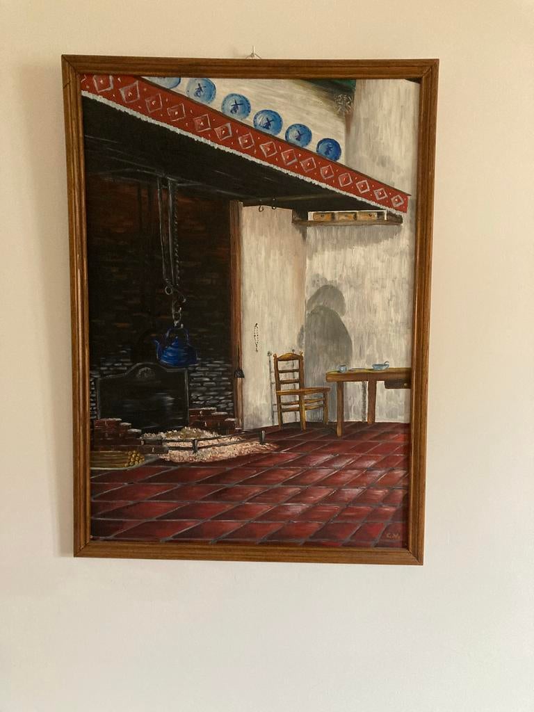 Schilderij van een Interieur, Antiek en Kunst, Ophalen