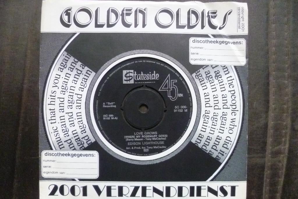 edison lighthouse - love grows, Cd's en Dvd's, Vinyl Singles, Overige genres, 7 inch, Single, Ophalen of Verzenden