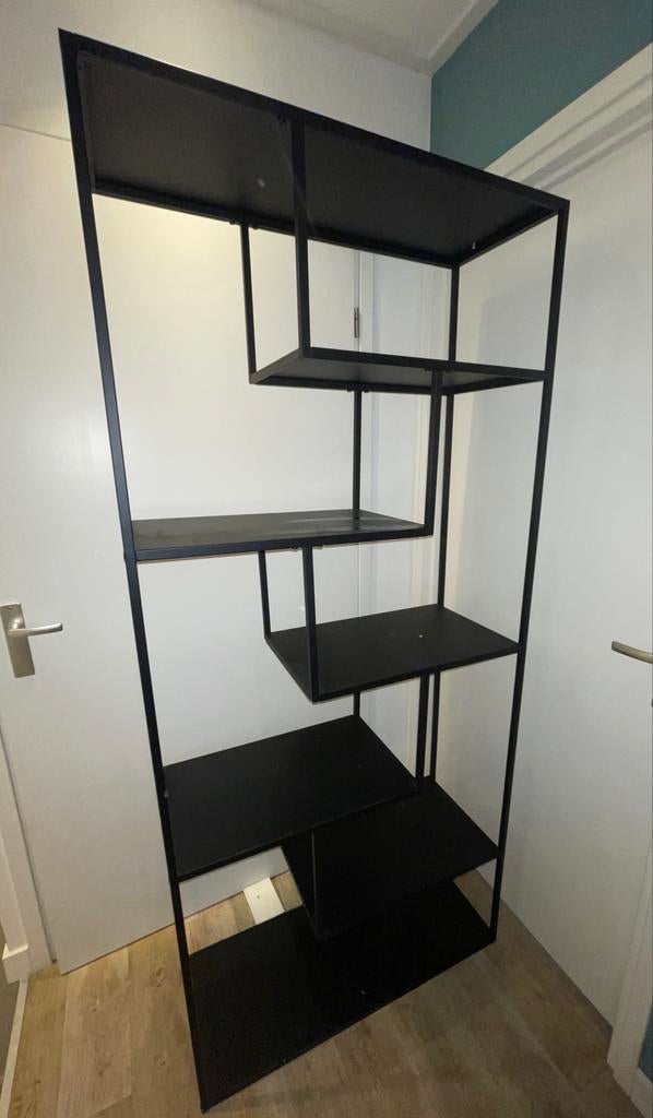 Zwarte metalen vakkenkast Noor - 190x85x35 cm, Met plank(en), Gebruikt, Metaal, 150 tot 200 cm