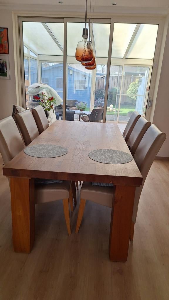 Tafel met 6 stoelen, Huis en Inrichting, Ophalen, Gebruikt, 4 tot 6 stoelen