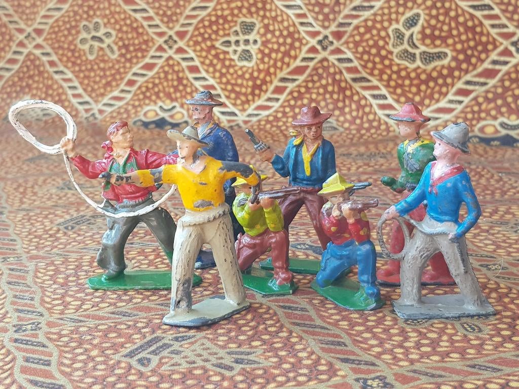16 cowboys en Indianen oud speelgoed uit Engeland van tin., Antiek en Kunst, Ophalen of Verzenden