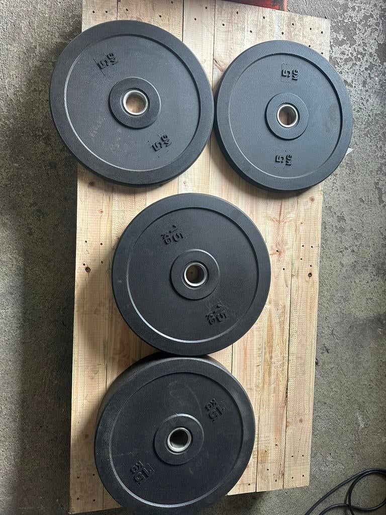 Bumperplates NIEUW 2x15 en 2x5kg, Ophalen, Benen, Dfm, Nieuw
